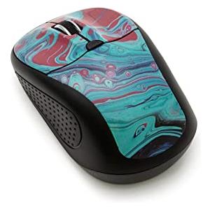 Amazon Basics Mouse wireless motivo scarabocchio su tela, gradazioni di azzurro, 9,4 cm x 5,33 cm x 3,81 cm