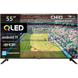 CHiQ Smart TV U55QG7V da 55 pollici, display QLED, UHD, Dolby Vision HDR10, 1.07 miliardi di colori, Funziona con Alexa, Assistente Google, BT5.0, HDMI2.0, USB2.0, modello 2023, colore: nero