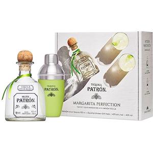 PATRÓN Margarita Cocktail kit con PATRÓN Tequila Silver Premium Tequila, confezione regalo con shaker, 40% Vol., 70 cl / 700 ml