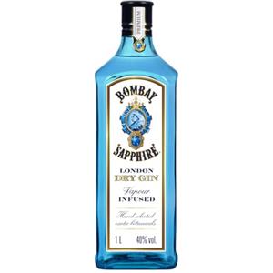 Bombay Sapphire Premium Distilled London Dry Gin, Vol. 40%, 100cl / 1L, infuso a vapore con 10 botanical esotici selezionati con cura