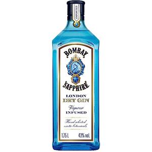 Bombay Sapphire Premium Distilled London Dry Gin, infuso a vapore con 10 botanical esotici selezionati con cura, Vol. 40%, 1.75L / 1750cl