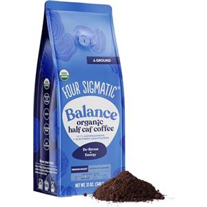 Four Sigmatic adattogeno ground coffee, organico medio grado di tostatura del caffè macinato con ashwagandha, chaga & tulsi, immune support & stress relief, keto, 12 oz
