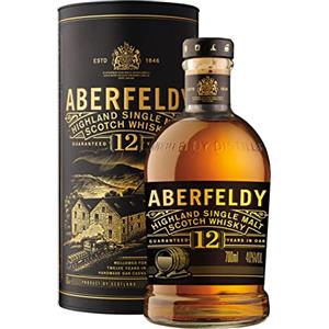 Aberfeldy 12 Anni Highland Scotch Single Malt Whisky con astuccio regalo, invecchiato in botti di rovere, note di miele, frutta, spezie, vaniglia e sentori affumicati, Vol. 40%, 70 cl / 700 ml