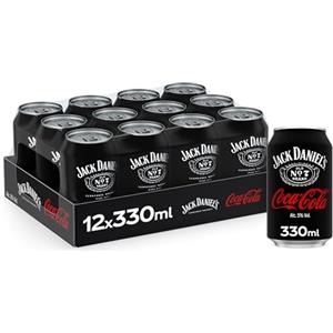 Coca-Cola Jack Daniel's & Coca-Cola, Bevanda Alcolica (5% Vol.) Pronta da Bere, a base di Whiskey e Coca-Cola - 1 Confezione da 12 Lattine da 33cl