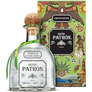 Patrón Tequila premium PATRÓN Silver in latta a edizione limitata, prodotta con la migliore agave blu Weber al 100%, lavorata a mano in Messico, 40% ABV, 70cl / 700ml
