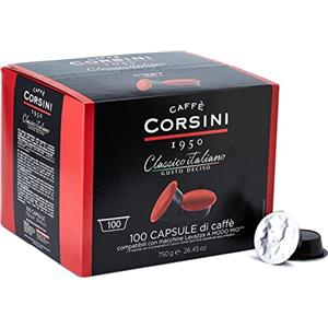 CAFFÈ CORSINI 1950 Caffè Corsini Classico Italiano, Capsule Compatibili Lavazza, A Modo Mio, Da 7.5 Grammi Di Caffè Macinato, 100 Unità, Confezione da 1