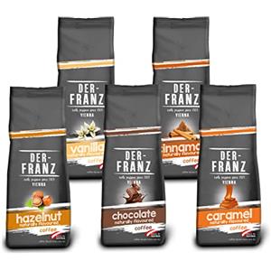 Der-Franz caffè Pack, macinato, Aromatizzato, 5 x 500 g (1 x Nocciola, 1 x Vaniglia, 1 x Chocolate, 1 x Cannella, 1 x Caramello)