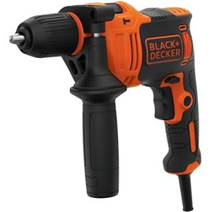 BLACK+DECKER Trapano a percussione 710W in valigetta. Mandrino autoserrante in metallo da 13mm. 4 punte incluse. 230 V. BEH710K-QS