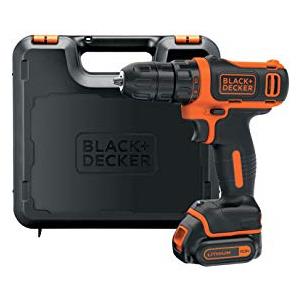 BLACK+DECKER Trapano/Avvitatore 10.8V Litio. Batteria a slitta per un cambio più rapido ed una tenuta più sicura. Luce LED. BDCDD12K-QW