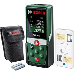 Bosch Home and Garden Bosch distanziometro laser PLR 30 C (misura distanze fino a 30 m con precisione, connettività Bluetooth, funzioni di misurazione)
