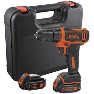 BLACK+DECKER Trapano/Avvitatore Compatto 10.8V - 1.5Ah con 2 Batterieia in Valigetta. BDCDD12KB-QW