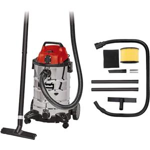 Einhell TC-VC 1930 SA Bidone senza cavo aspira solidi e liquidi (1500 W, depressione 190 mbar, vano 30 l, presa elettroutensile, bocchetta scarico) Rosso