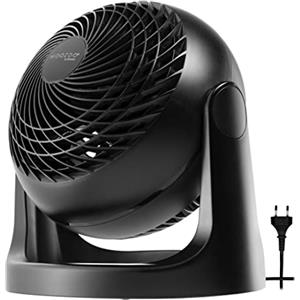 IRIS OHYAMA Woozoo, 23m², Ventilatore da Tavolo, Ventilatore da Scrivania, Nero, 3 Velocità, Silenzioso, Portatile, Per Camera Da Letto, Soggiorno, Circolatore d'Aria, Raffreddamento, Potente,