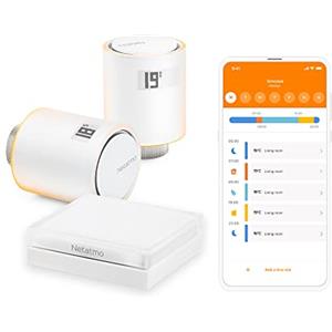 Netatmo Starter Pack Valvole Smart Wifi per Radiatore, Controllo remoto, Risparmio energetico, Pacchetto riscaldamento collettivo, Compatibile con Amazon Alexa, Apple e Google NVP-AMZ