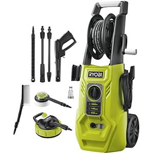 Ryobi RY140PWA-P Idropulitrice Premium 1800W 140 bar, Portata Massima di 420L/h, con Avvolgitubo e Lavapavimenti Inclusi, con Serbatoio Detergente da 0,9 L