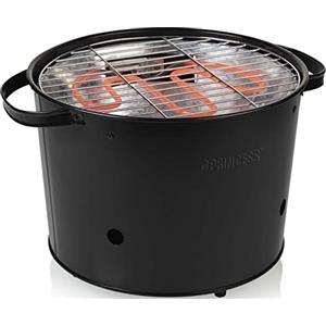 Princess Barbecue ibrido a carbonella o elettrico, portatile e versatile, superficie grill Ø 32 cm, 1400 W, 112240