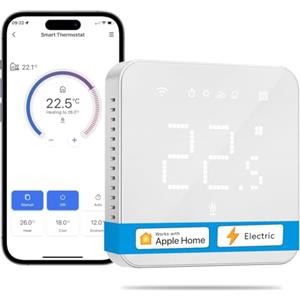 Meross Termostato Intelligente, Termostato 16A per Riscaldamento a Pavimento Elettrico Compatibile con HomeKit, Siri, Alexa e Google Home, Termostato WiFi con Touch Screen LED, Controllo Vocale