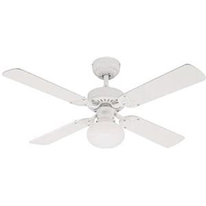 Westinghouse Ventilatore A Soffitto Vegas E27, 60 W, Finitura, Pale In Bianco, Pino Chiaro, 41.34 x 41.34 x 17.4 Cm