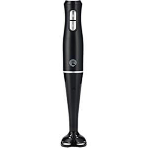 MasterChef Frullatore a Immersione, Minipimer Mixer a Mano Elettrico Piccolo, Hand Blender Mini Pimer Professionale con 2 Velocità e Piede Lavabile in Lavastoviglie, Senza BPA, Nero, Potenza 200W