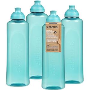 Sistema Borraccia sportiva Twist 'n' Sip Squeeze | Bottiglie d'acqua per bambini | 480 ml | Senza BPA | Realizzato con plastica riciclata | Pietra verde acqua | 4 Conta