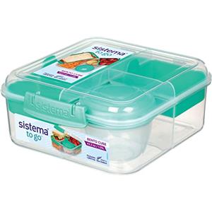 Sistema Bento Box TO GO | Contenitore per pranzo con vasetto per lo yogurt o per la frutta | 1,25 l | Verde menta