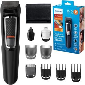 Philips Multigroom Serie 3000 9-in-1 per Viso, Capelli e Corpo con Tecnologia DualCut (modello MG3740/15)