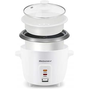 Elite Gourmet ERC-006NST, Cuociriso elettrico con pentola interna antiaderente per zuppe, stufati, cereali, cereali, funzione di mantenimento al caldo, 6 tazze, IT