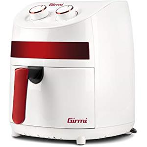 Girmi FG93 Ecofrit Compact Friggitrice ad Aria, 3,2 Litri, 1000W, Eco - 30% risparmio energetico, Contenitore e vassoio antiaderenti, Temperatura regolabile, Ricettario incluso, Bianco/Rosso