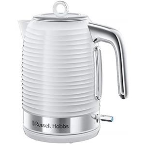 Russell Hobbs Bollitore Elettrico - 1,7 L, 2400 W - Color Bianco con Struttura Lucida; Funzione di Ebollizione Rapida, Filtro Anticalcare Rimovibile, Indicatore Livello Acqua, Inspire 24360-70