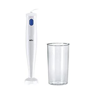 Braun Frullatore a Immersione MQ10.001PWH + Bicchiere graduato 600ml, 5 ANNI DI ASSISTENZA, Leggero, Sistema EasyTwist per cambiare facilmente accessorio, Tecnologia Splash Control niente schizzi