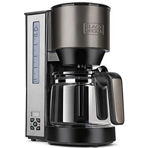 BLACK+DECKER BXCO870E Black+DECKER-BXCO870E Caffettiera a Filtro, Potenza 870 W per 10 Tazze di caffè. Caraffa in Vetro capacità 1,25 lt, Acciaio Inox