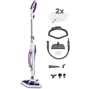 Polti Vaporetto SV440 Double, Scopa a Vapore 2 in 1 con Pulitore Portatile, 11 Accessori Inclusi, Riscaldamento in 15 Secondi, Serbatoio Estraibile, Bianco e Viola