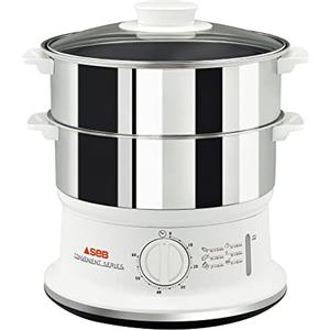 Tefal Vc1451 Vaporiera Convenient Series Inox, Timer Con Spegnimento Automatico, Livello Di Acqua Visibile, Capacità 6 L, Bianco