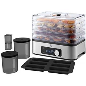 WMF KitchenMinis Essiccatore Compatto Snack to Go, in Acciaio Cromargan con 5 Griglie di Essicazione in Tritan, Sistema Silenzioso, Essicatore con Display LCD e Timer Programmabile, Dim. 28 x19x21 cm