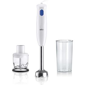 Braun MultiQuick 1 MQ10.201MWH, Frullatore ad Immersione Leggero, Tecnologia EasyTwist, Frullatore ad 1 Velocità, Tritatutto da 350ml e Bicchiere da 600ml Inclusi, 450W, Bianco