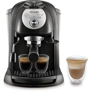 De'Longhi EC201.CD.B Macchina manuale da Caffè Espresso e Cappuccino, Caffè in Polvere o in Cialde E.S.E., Montalatte classico per Cappuccini, Serbatoio Estraibile da 1.1 L, Caldaia acciaio inox