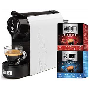 Bialetti Gioia, Macchina Caffè Espresso Incluse 32 Capsule, Funziona esclusivamente con Capsule Bialetti, Bianco