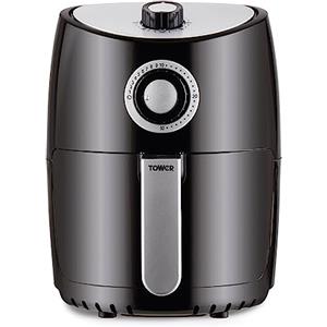 Tower T17023 Friggitrice ad Aria Manuale Vortx, Air Fryer con Circolazione Rapida dell'Aria e Timer da 30 Minuti, Friggitrice Aria da 2,2 Litri, Nero