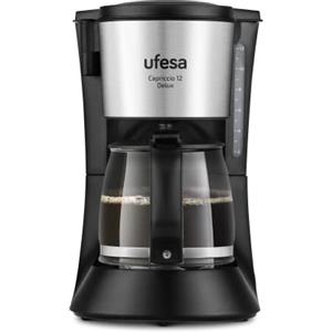 Ufesa CG7125 Capriccio 12 Delux Macchina Caffè Americano, 12 tazze, 680 W, Brocca 1,2 L, Filtro Permanente, Piastra Riscaldante Antiaderente, Sistema Salvagoccia, Auto Stop, Finiture in Acciaio Inox