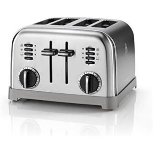 Cuisinart CPT180E Tostapane 4 fette, Acciaio inox, Funzione Bagel, Funzione Scongelamento, Funzione Riscaldamento, 6 Livelli di tostatura, Argento