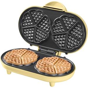 Bestron Waffle Maker, piastra per waffle doppio a forma di cuore, macchina per waffle con antiaderente & indicatoro luminso, collezione Sweet Dreams, 700 watt, colore: Giallo