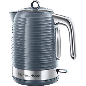 Russell Hobbs Bollitore Elettrico - 1,7 L, 2400 W - Color Grigio con Struttura Lucida; Funzione di Ebollizione Rapida, Filtro Anticalcare Rimovibile, Indicatore Livello Dell'Acqua, Inspire 24363-70