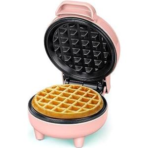 SNAILAR Piastra per Waffle, Mini Macchina per Waffle, 550W Waffle Maker con Rivestimento Antiaderente, Temperatura Automatica, Design Compatto, Rosa