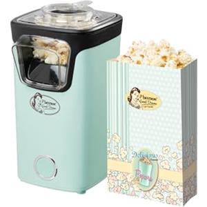 Bestron Macchina Popcorn, Turbo-Popcorn in meno di 2 minuti, Popcorn Machine con tecnologia ad aria calda, include 10 sacchetti per popcorn & misurino integrato, Collezione Sweet Dreams, Colore: Verde