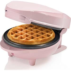 Bestron Waffle Maker, Piastra per waffel mini Ø10 cm, piccola macchina per waffel con rivestimento antiaderente, per compleanni di bambini, feste di famiglia, Pasqua o Natale, 550 watt, colore: rosa