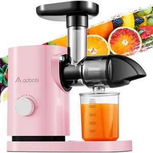 AAOBOSI Aobosi Estrattore Frutta e Verdura, Estrattore di Succo a Freddo con Motore Silenzioso e Funzione Inversa, senza BPA & Facile da Pulire & Spazzola（150 Watt/Rosa）