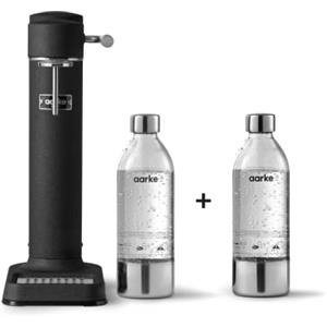 Aarke Carbonator 3, Gasatore D'Acqua Per Trasformare L'Acqua In Acqua Frizzante, 2 x Bottiglie (800ml), Finitura Nera Opaca