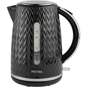 Petra PT3864BLKVDEEU10 Chevron - Bollitore elettrico a caraffa, 1,7 L, sensore di ebollizione a secco, senza BPA, indicazione del livello dell'acqua, filtro anticalcare, base girevole a 360°, 2200 W