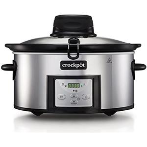 Crock-pot CSC012X Slow Cooker, Pentola per Cottura Lenta, Capienza 5.7 lt, fino a 6-8 persone, 2 impostazioni cottura, Auto Mescolante, Display Digitale, Timer Countdown