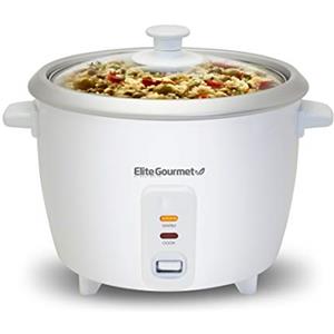 Elite Gourmet ERC-003# Fornello di riso elettrico con automatico tenere al caldo fa zuppe, stufati, cereali, cereali caldi, bianco, 6 tazze cotte (3 tazze non cotte), IT